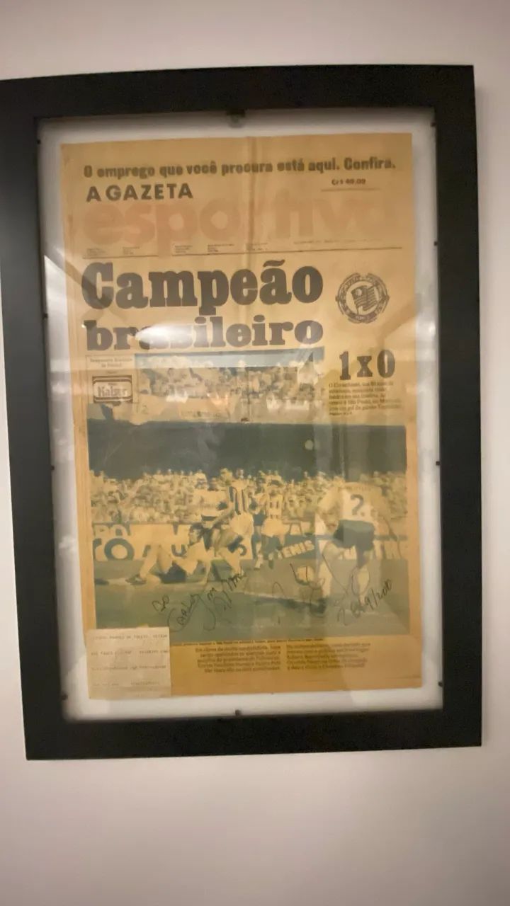 Quadro Corinthians Jornal Autografado 