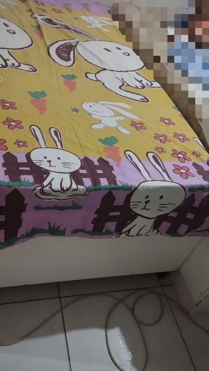 Cama solteiro madeira MDF com colchão 