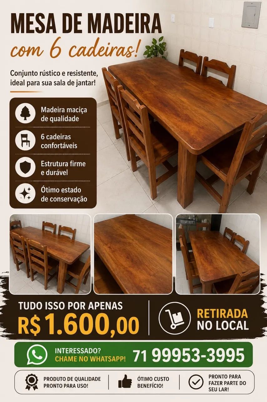 Mesa madeira - Foto 4