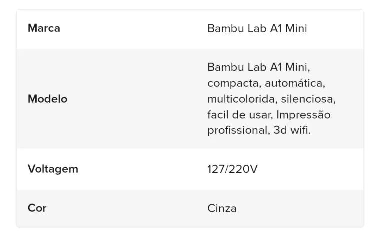 Impressora 3D Bambu Lab A1 Mini 127V - Pouco Uso  - Foto 3