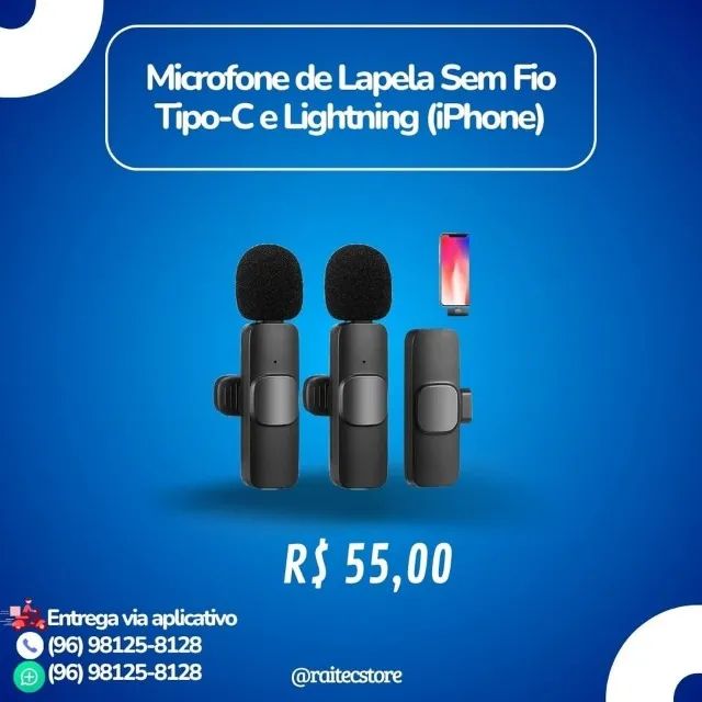 Microfone de Lapela Sem Fio