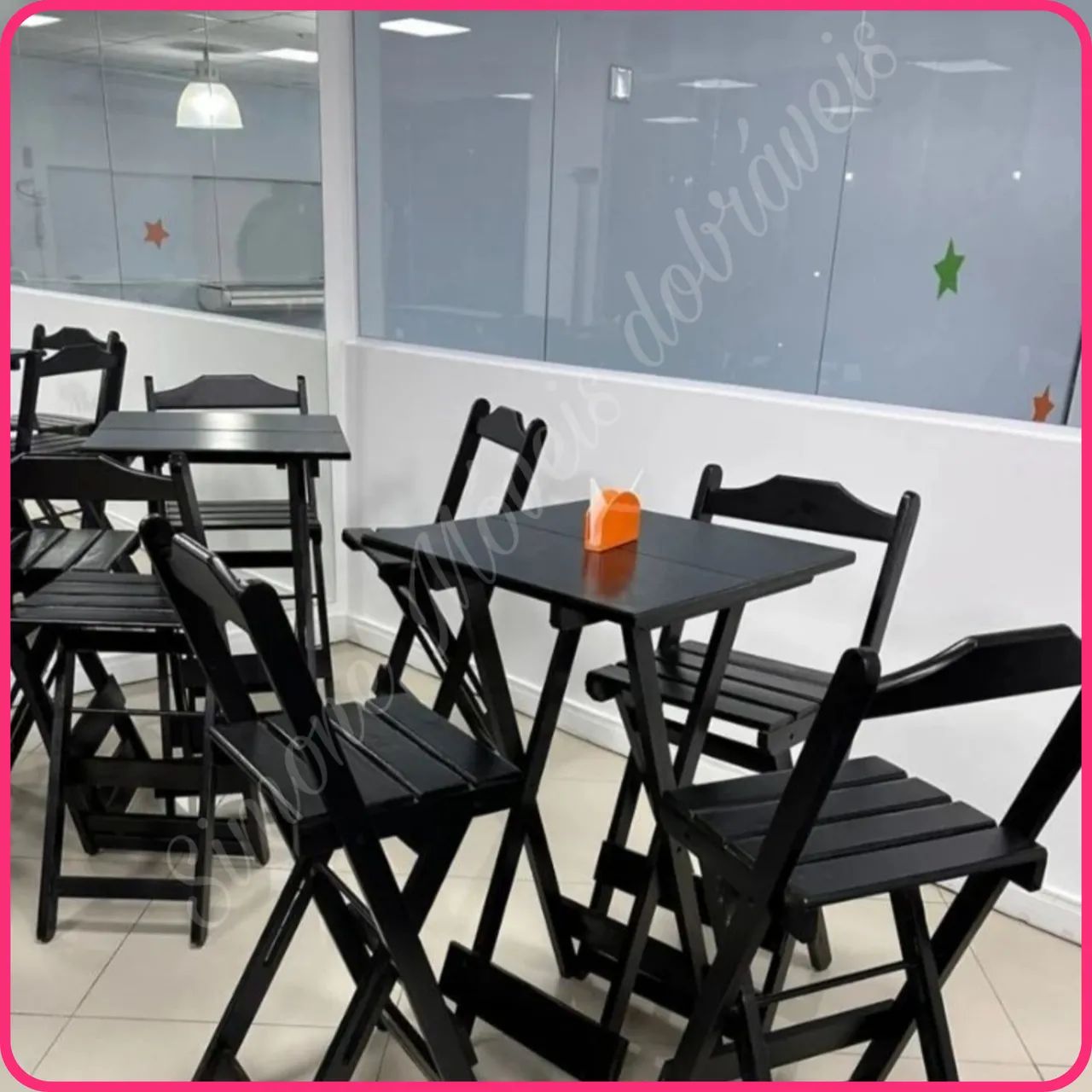 Mesa Bistrô alta dobrável com 2 bancos - Foto 3