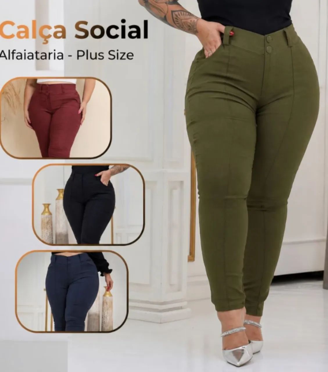 Calça Plus Size Social - tecido Bengaline  - Foto 2