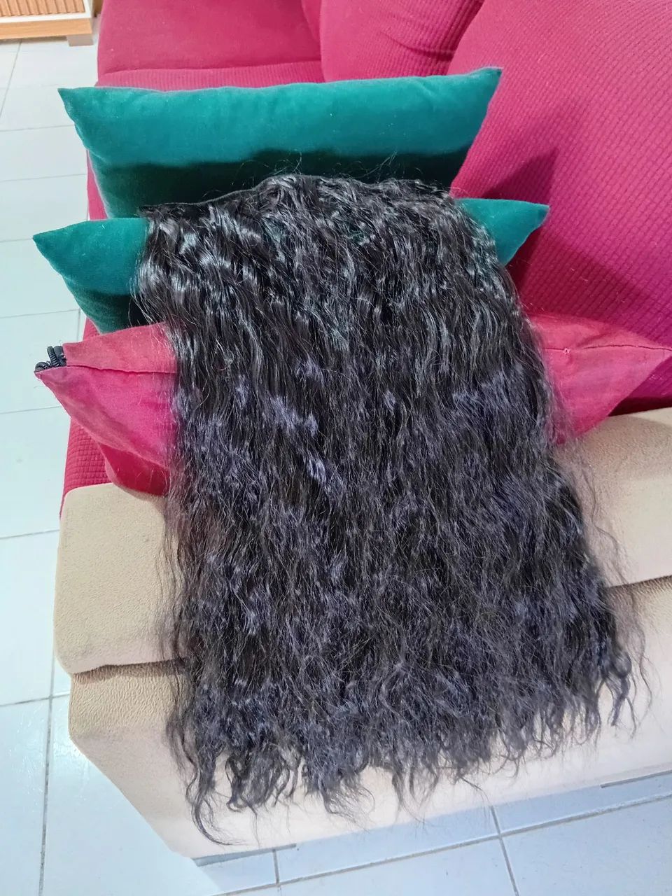 Cabelo orgânico tic-tac ondulado castanho escuro 