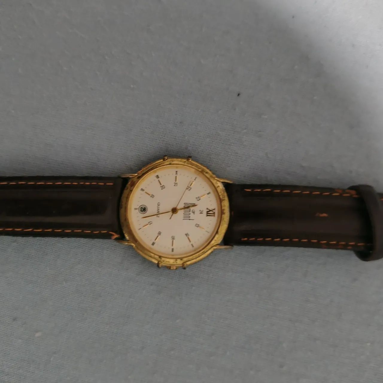 Relógio Dumont Quartz - ORIGINAL - Vintage/Couro Marrom  - Foto 4