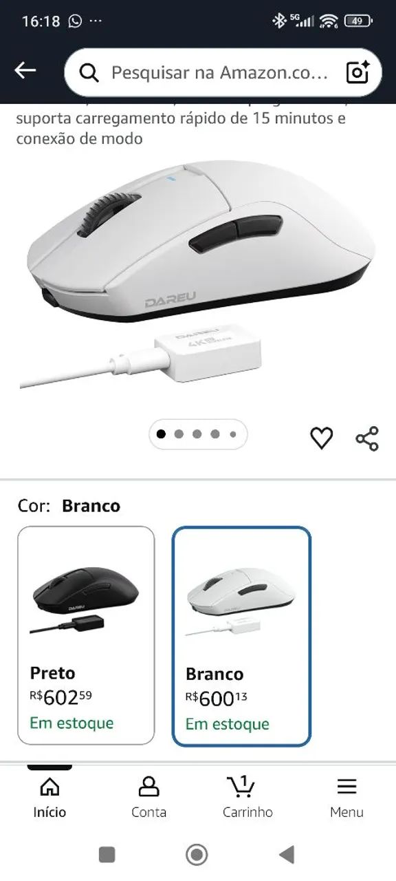 Mouse Dareu a950 pro receptor 4k novo - Foto 5