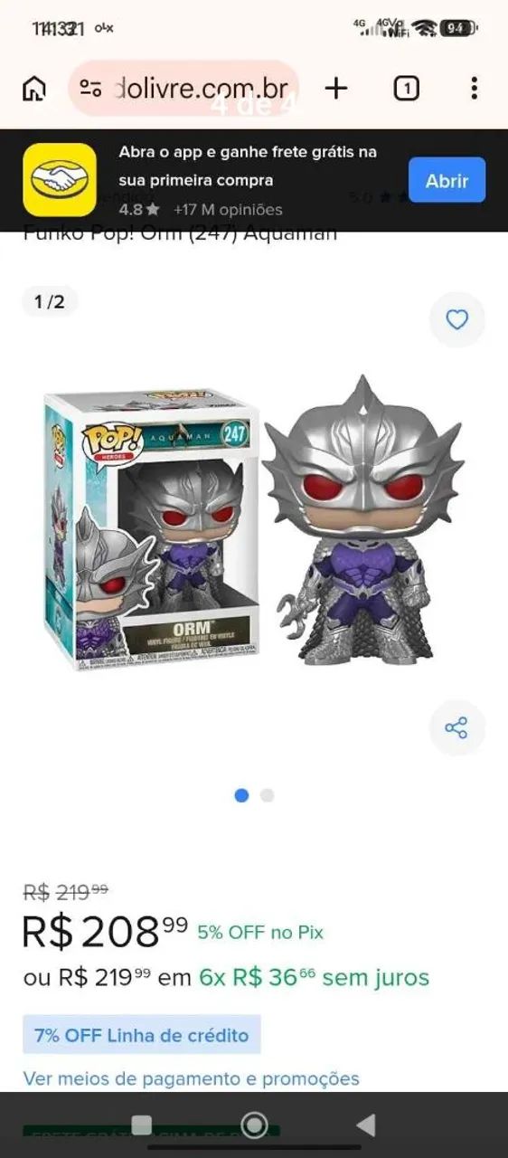 Funko Pop Aquaman #247 Número de Série Original - Foto 4