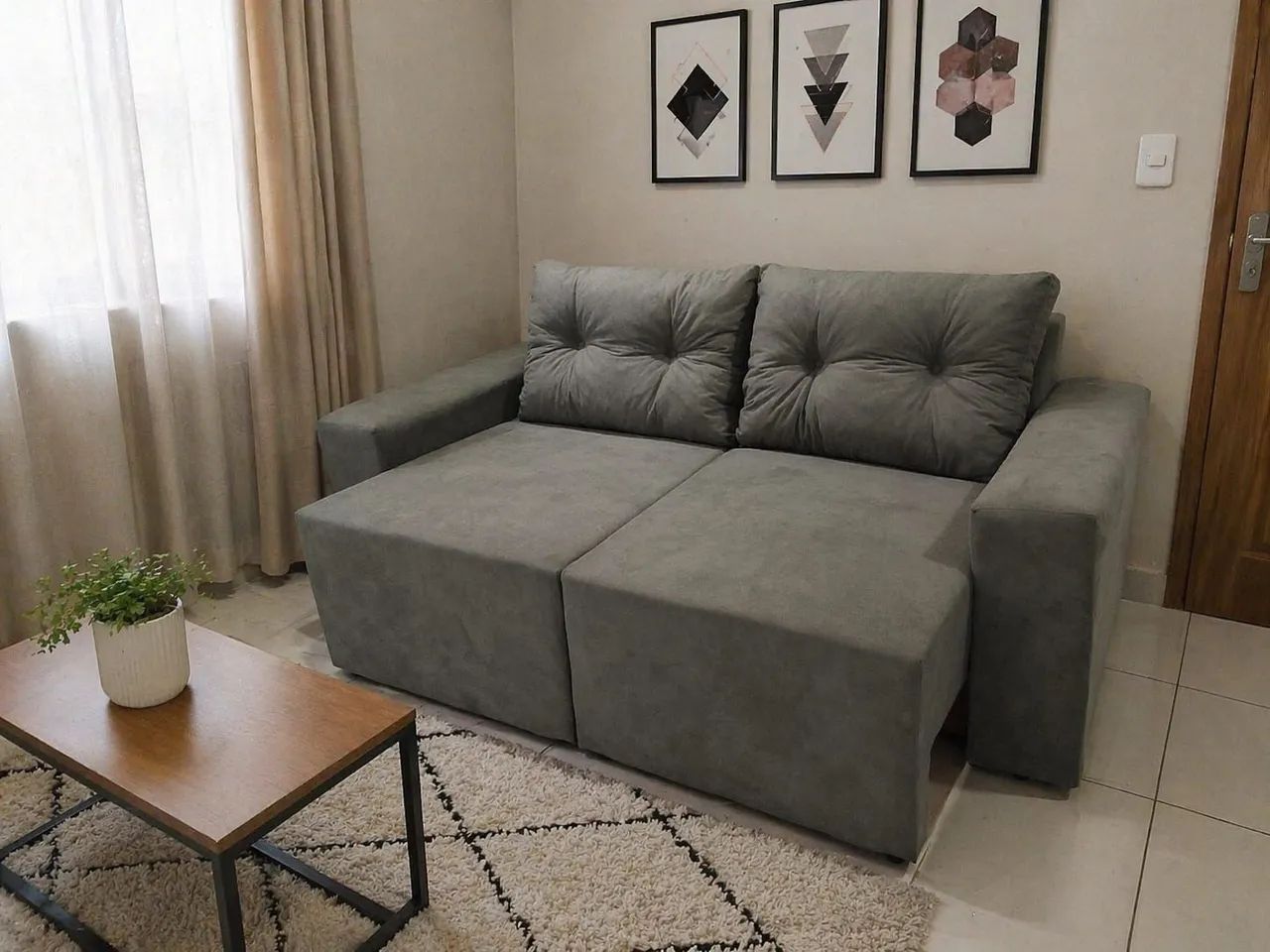 Promoção imperdível de 1500 por 1299,99 Sofá retrátil novo capacidade 3 pessoas espaçoso 