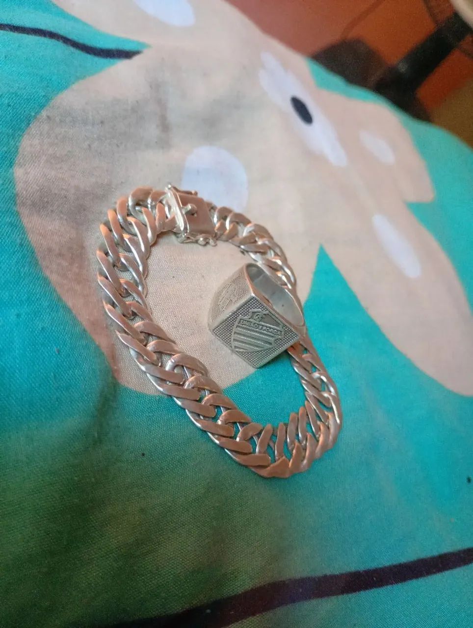 Pulseira Elo dublo, 32.98 gramas + 1 dedeira do CSA  - Foto 2