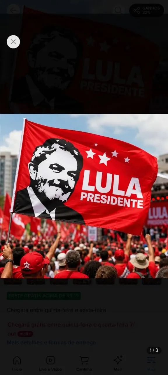 Bandeiras do Lula e do PT - Foto 2
