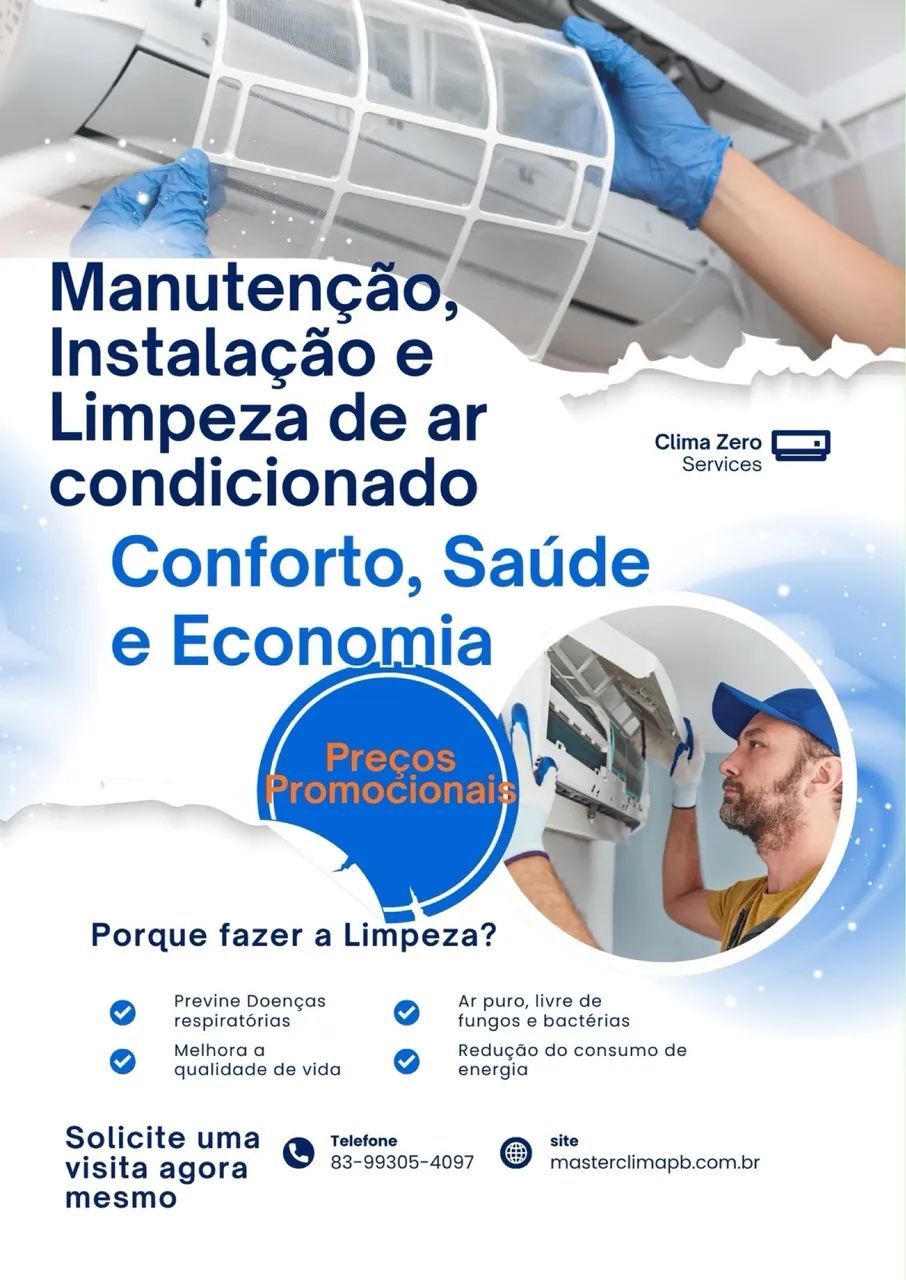 Instalação, limpeza e manutenção de ar condicionado 