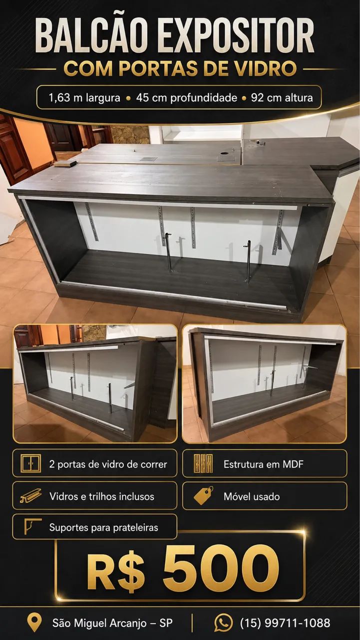 BALCÃO EXPOSITOR COM PORTAS DE VIDRO - Foto 4
