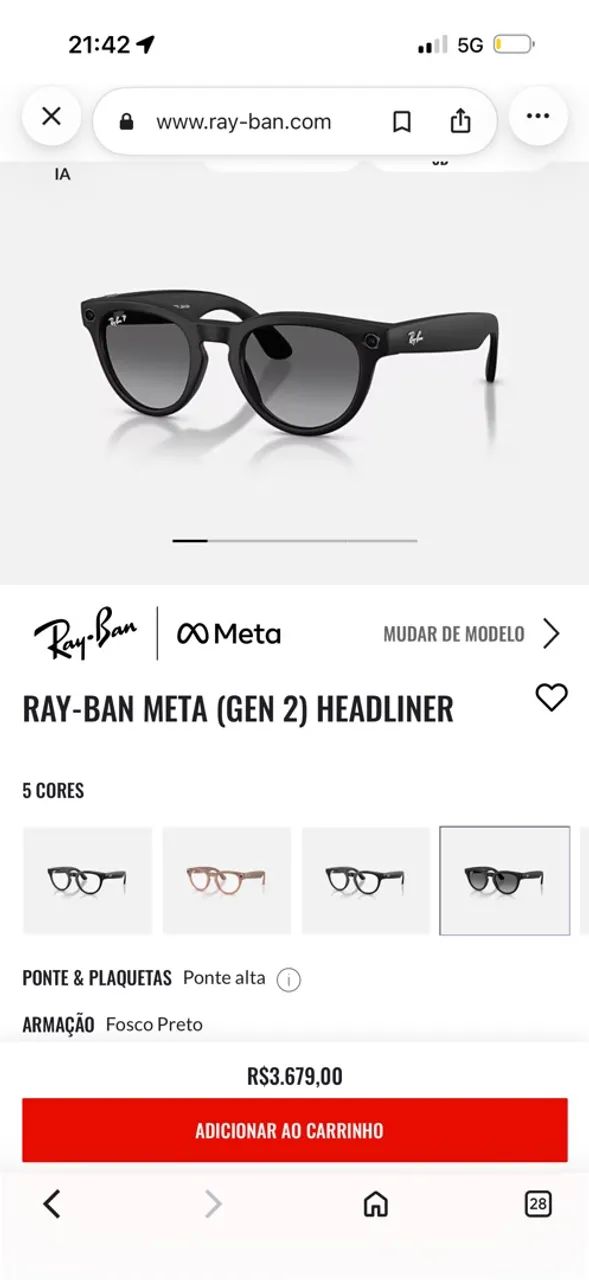Óculos rayban meta Gen 2  - Foto 4