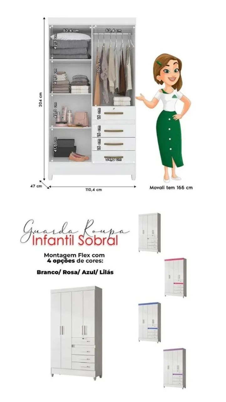Guarda roupa infantil/ Solteiro