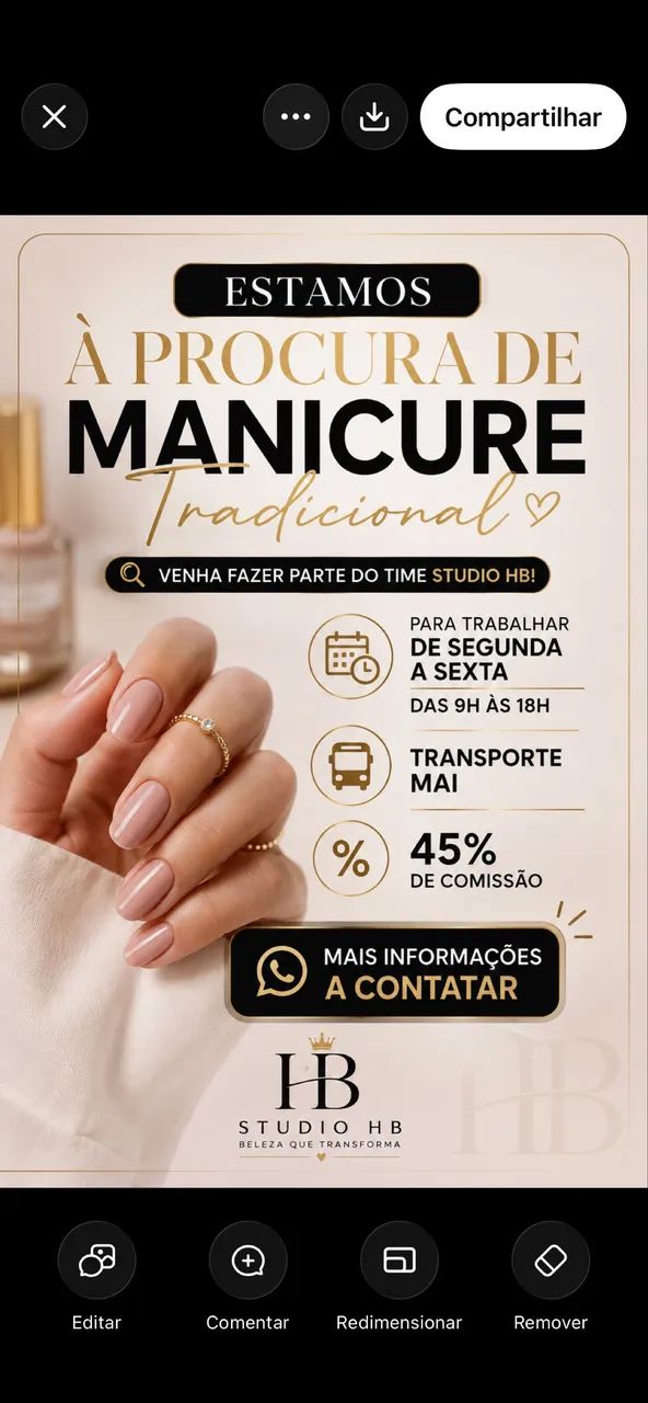 Procura-se Manicure tradicional.