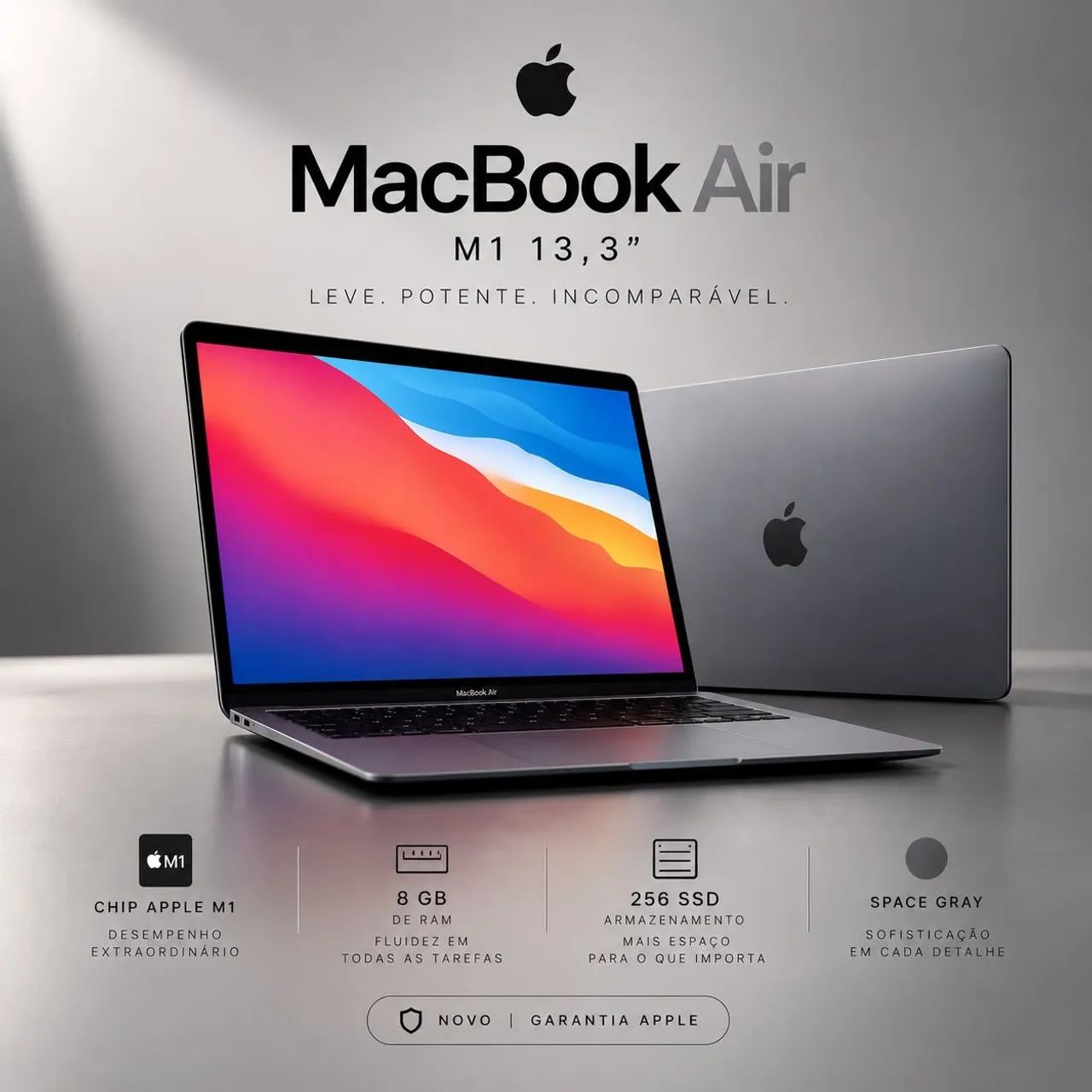 MacBook Air M1 - 256GB SSD 8GB Ram - Space gray (sem uso)