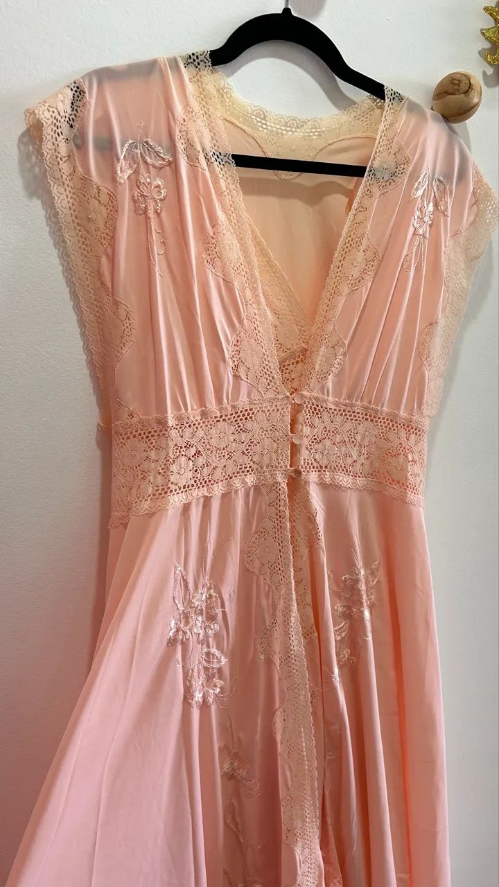 Conjunto de camisola mais penhoar vintage - Foto 3