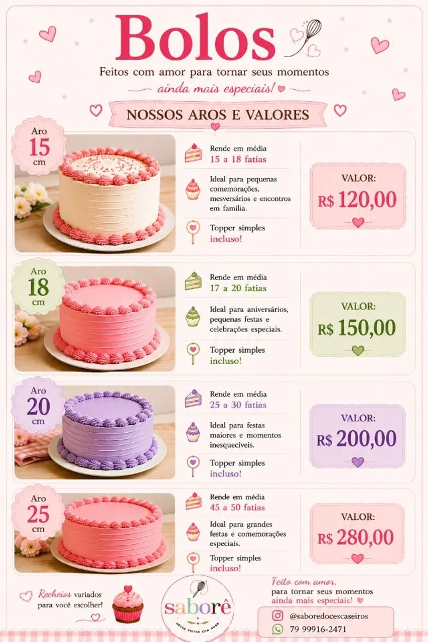 Bolos e Doces Artesanais | Encomendas para Festas e Eventos