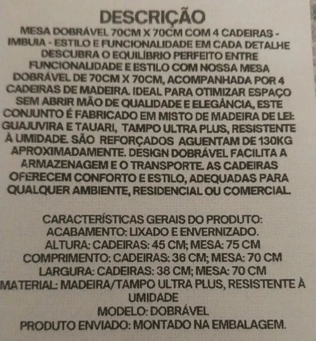 Mesa + 4 Cadeiras de bar e lanchonete - Foto 2