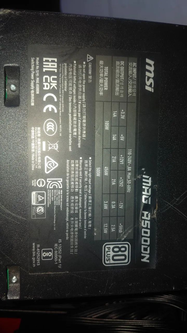 Fonte MSI MAG A500DN - 500W 80 Plus - Foto 3