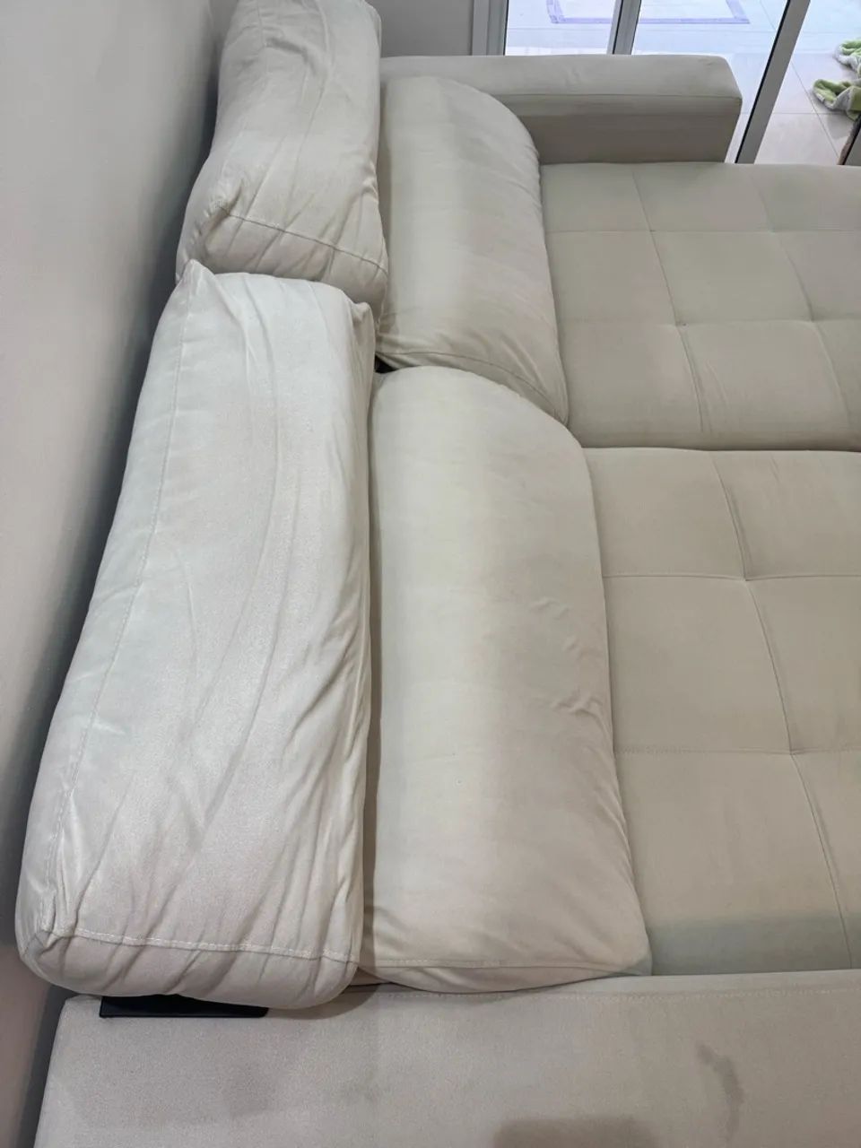 Sofá Retrátil e Reclinável 2 Lugares Suede Bege Claro - Foto 4