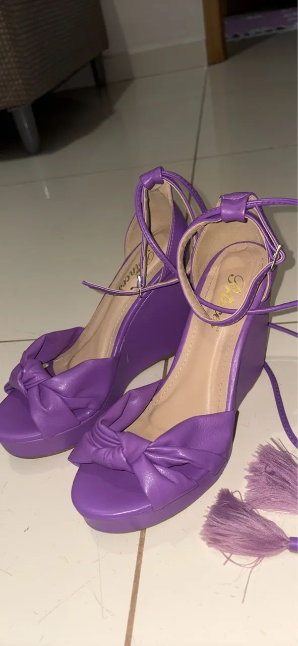 Sandália de salto Anabela - Foto 5