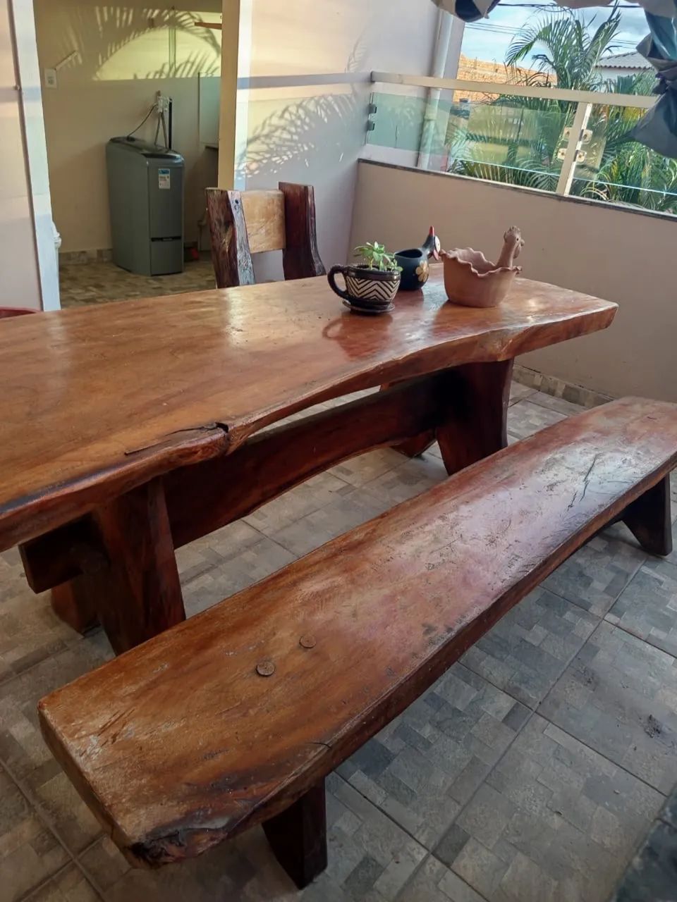 Mesa Rústica de Madeira com banco  - Foto 4