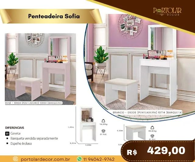Penteadeira Sofia a pronta entrega 