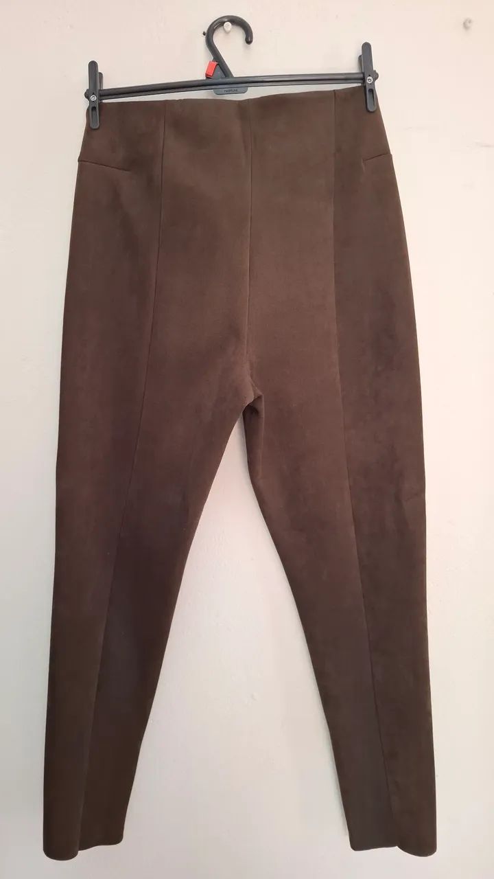 Calça Zara Basic Marrom Suede - Tamanho L - Foto 3