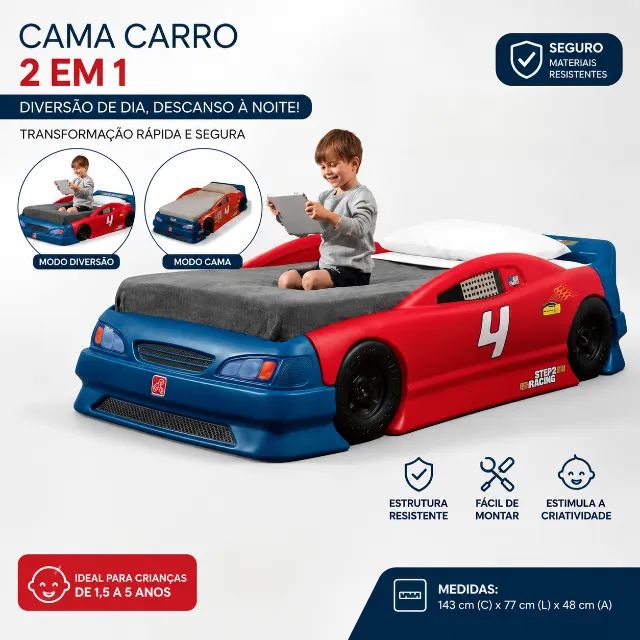 cama infantil de formato hotweels -  bom estado