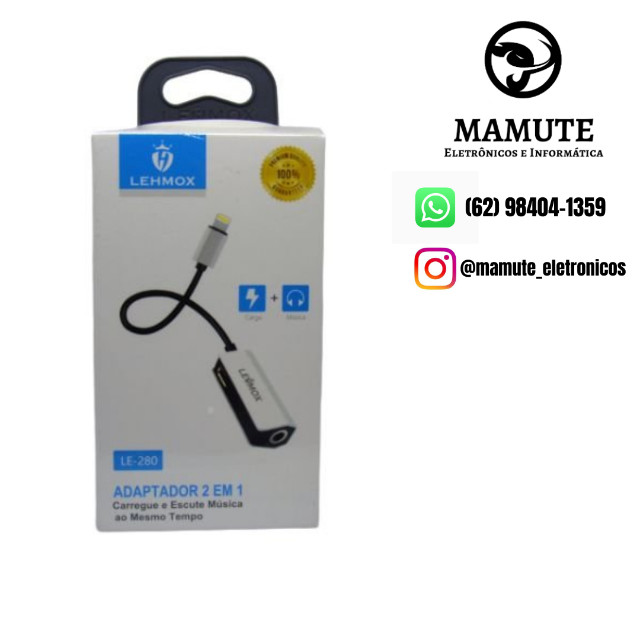 Adaptador 2 em 1 Iphone Carregador e Fone Le-280