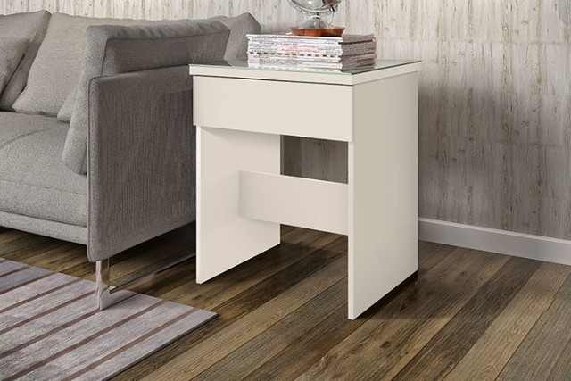 Queima Estoque Mesa De Cabeceira Lotus Com Tampo De Vidro Mdf Quarto Sala - Foto 4