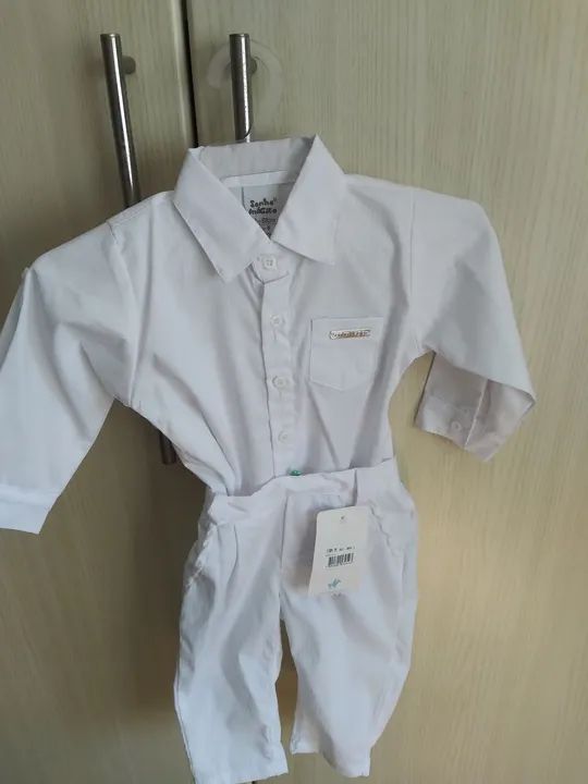 Batizado conjunto social branco para bebê - Foto 5