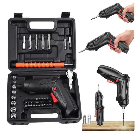 Mini Parafusadeira Furadeira Elétrica Com 47 Peças Sem Fio