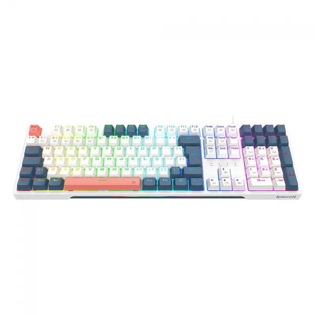 Teclado Mecânico Redragon Trundle White/Blue/Pink RGB Switch Brown - WZetta