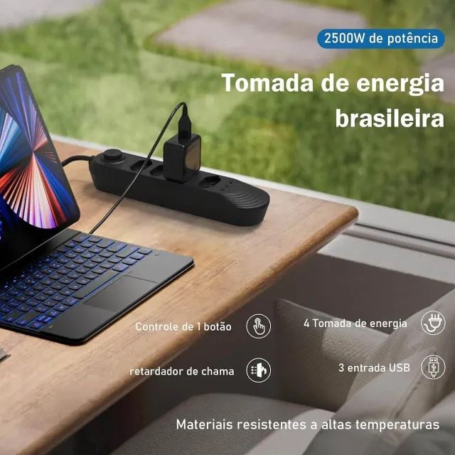 Extensão 4 Tomadas + 3 USB Filtro de Linha - Foto 3