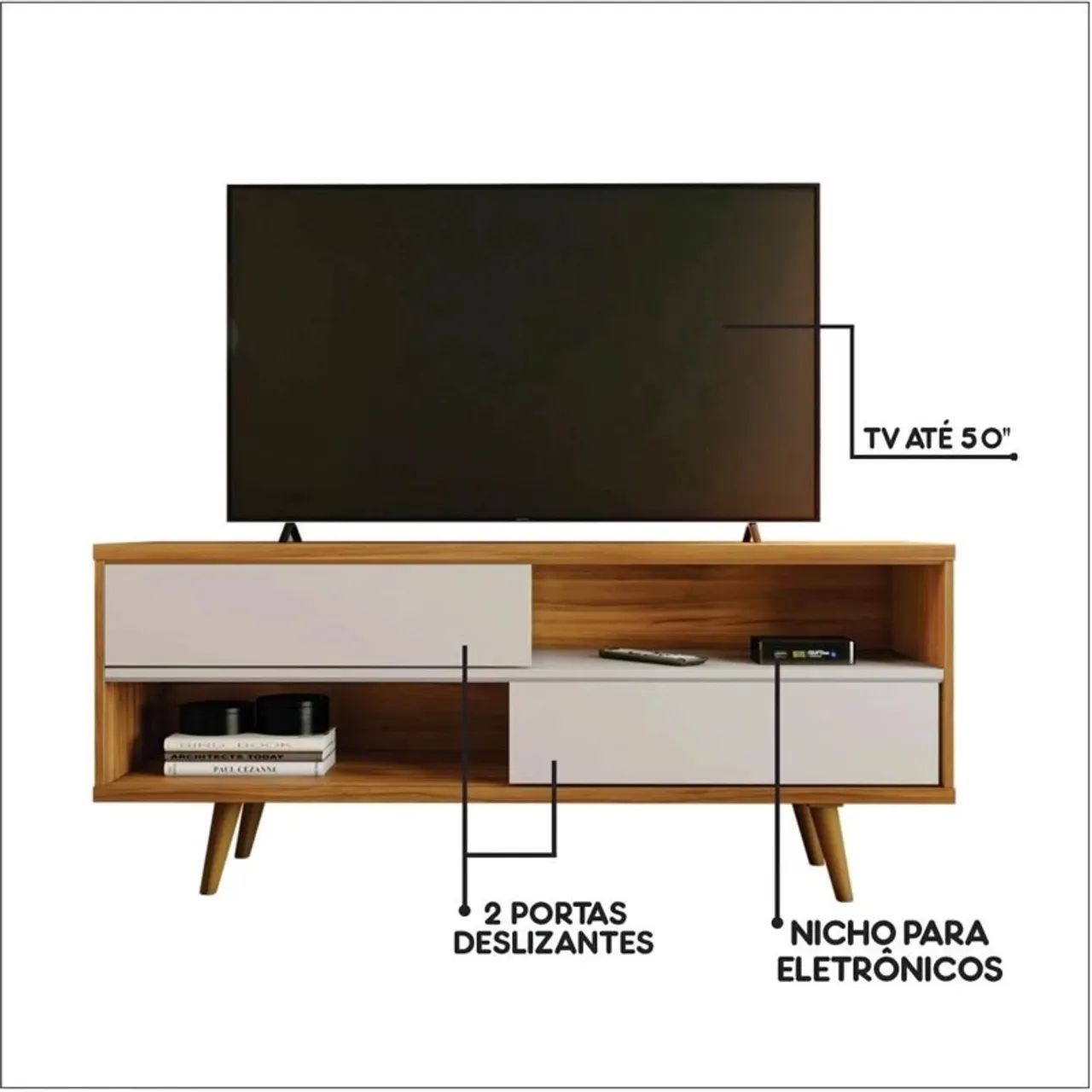 Rack Bancada Larg.1.35m TV até 50 Polegadas Freijó rf54 - Foto 3