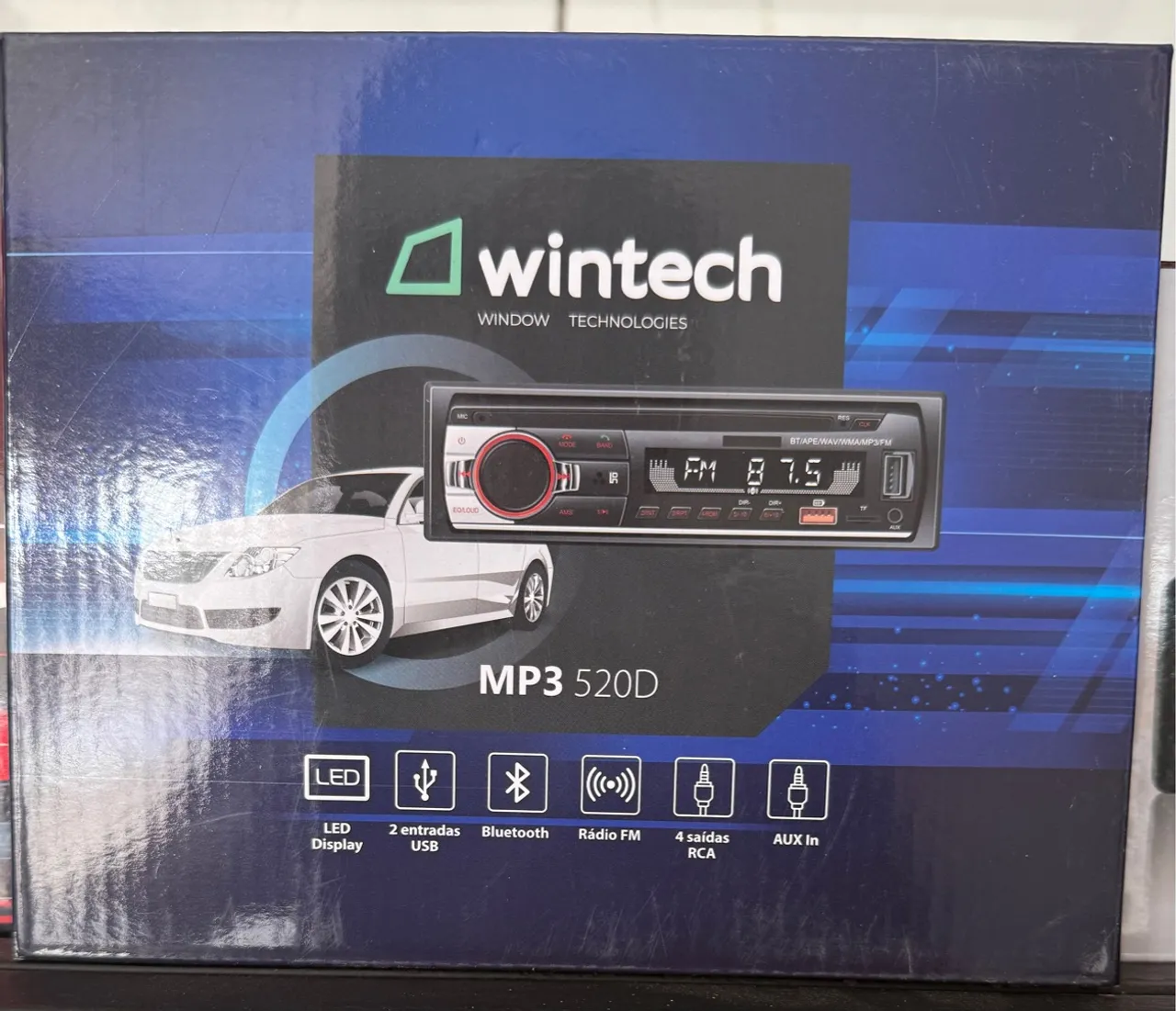Som Automotivo MP3 520D Wintech com Bluetooth 4 saídas de 45 rms