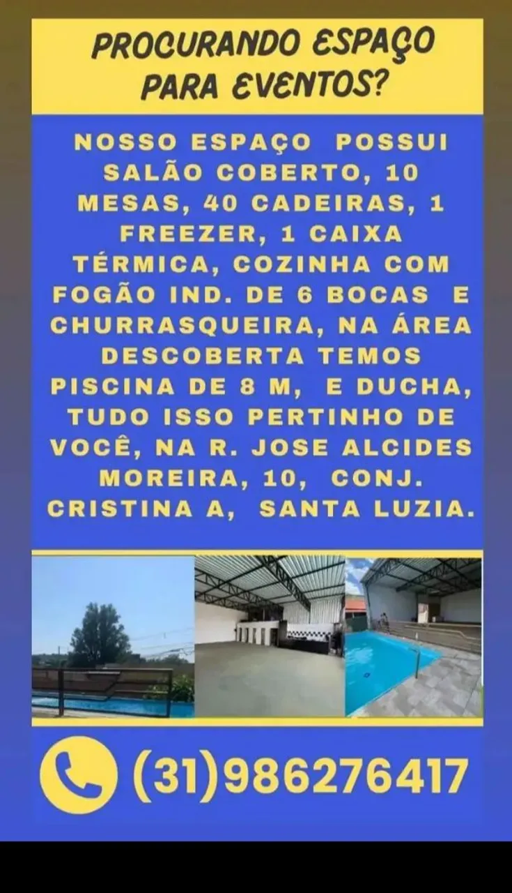 Alugo espaço para festa diária ou arrendamento