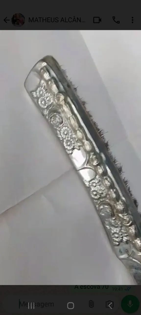 Escova  cata migalhas de mesa antiga . - Foto 4