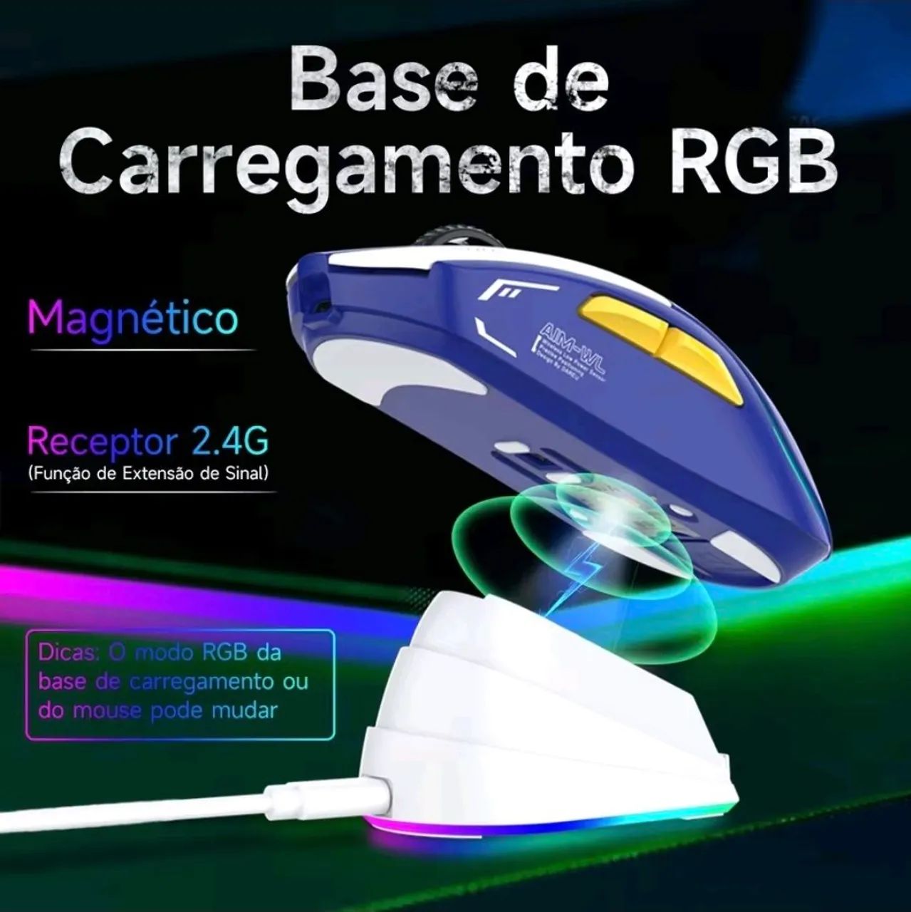 Mouse Gamer Sem Fio A950-BL Tri-mode + Base Carregamento - Foto 3