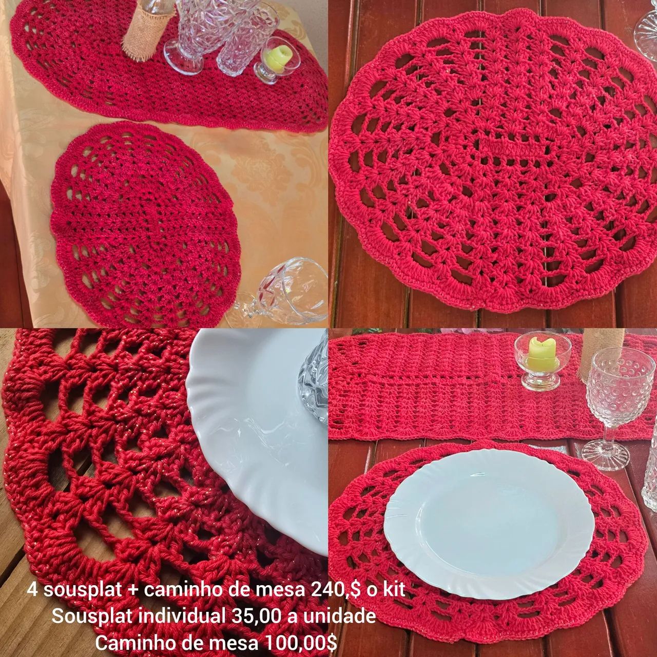 JOGO AMERICANO DE CROCHÊ  - Foto 2