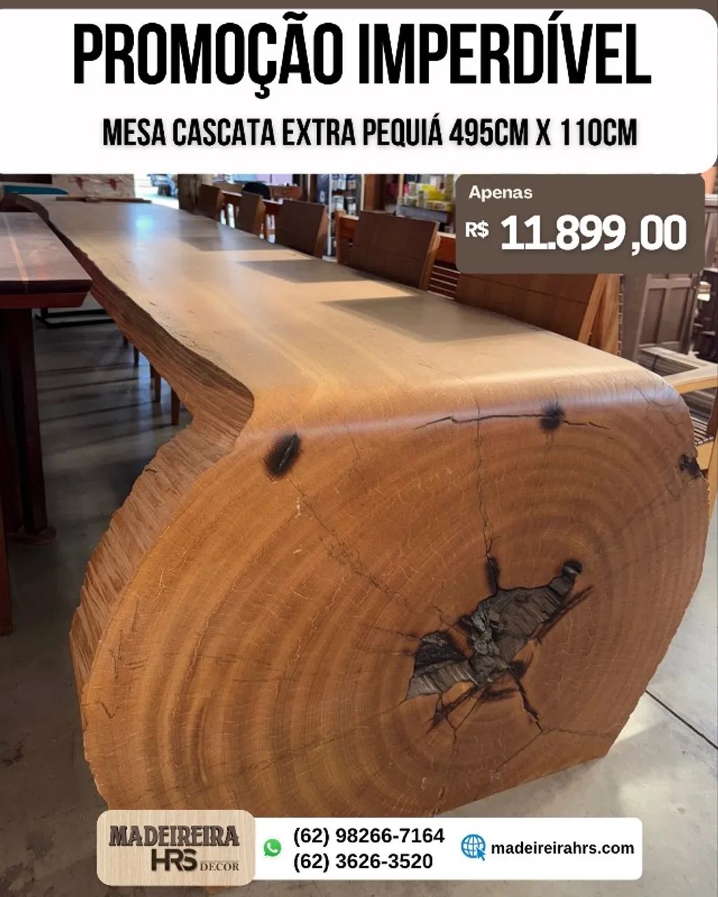MESA CASCATA EXTRA PEQUIA 495CM X 110CM