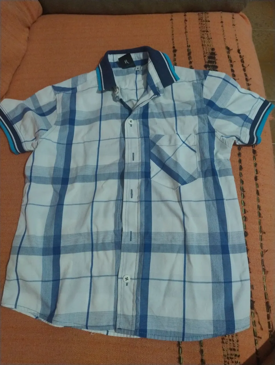 Camisa Xadrez Azul e Branca