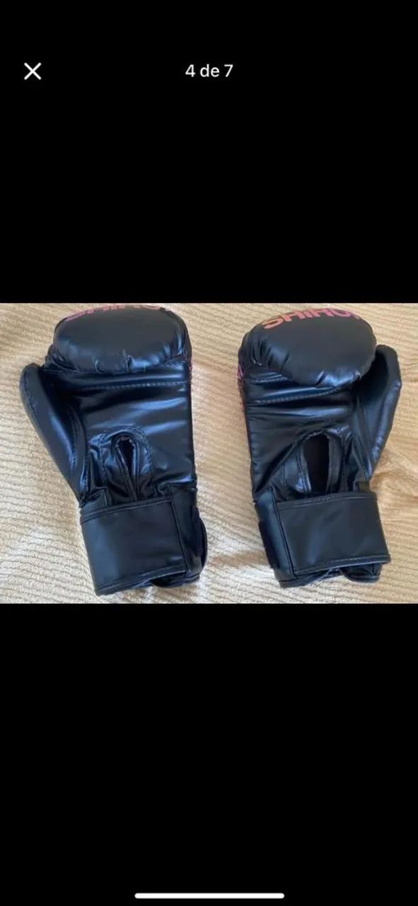 Par Luva Boxe Muay Thai Injetada Shiroi Top Rosa Florida / Preta  - Foto 4