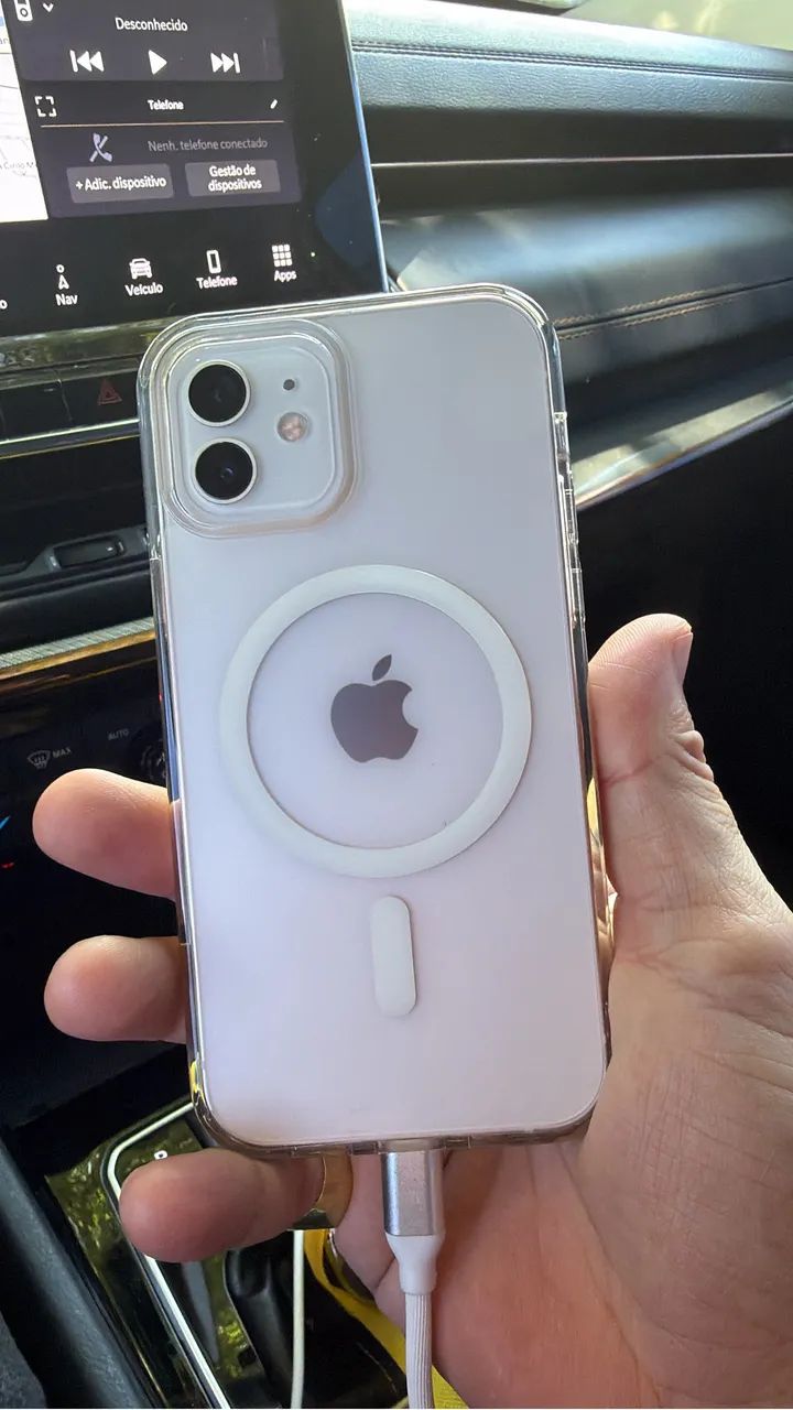 IPhone 12 branco 128 gigas bateria 100 pocento - Celulares e