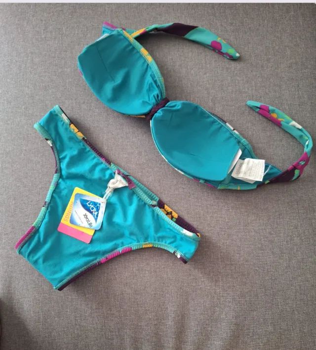 Biquini Salinas turquesa com estampado floral - Foto 4