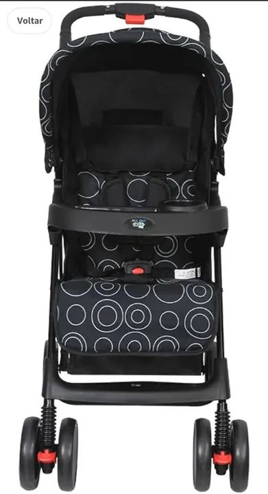 Carrinho de Bebê Dobrável - Preto com Detalhes Brancos