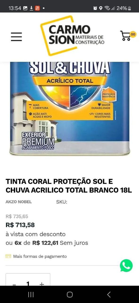 Tinta coral sol e chuva