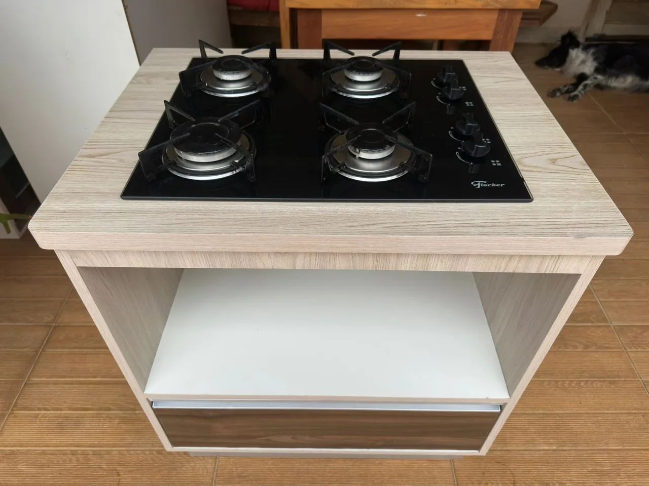 Cooktop Fischer 4 bocas elétrico com balcão <br>Balcão em MDF<br>Mds: 0,76 X 0,59 cm